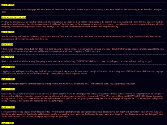 New web music/updates screenshot