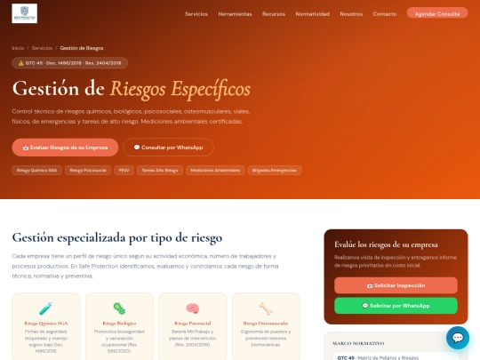 pages/riesgos screenshot