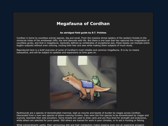lorepages/bestiary screenshot