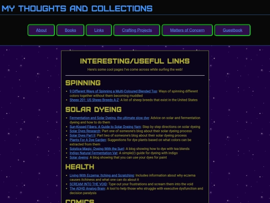 links screenshot