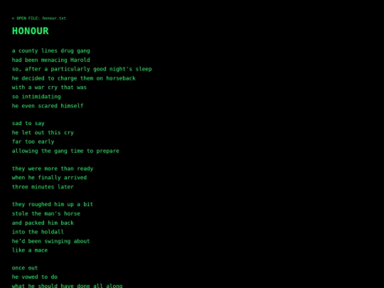 poems/honour screenshot
