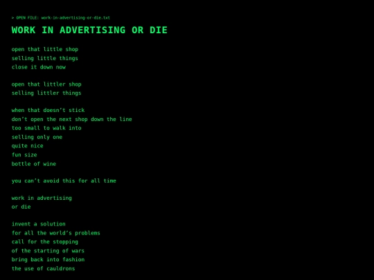 poems/work-in-advertising-or-die screenshot