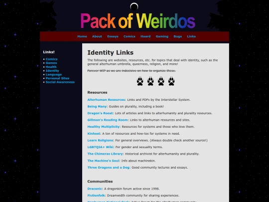 links/identity screenshot
