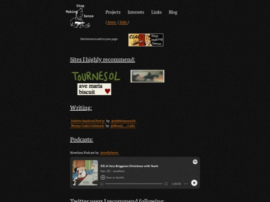 links screenshot