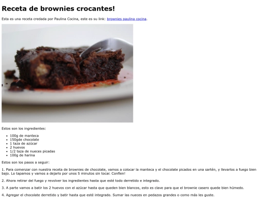 Recetario/brownie screenshot