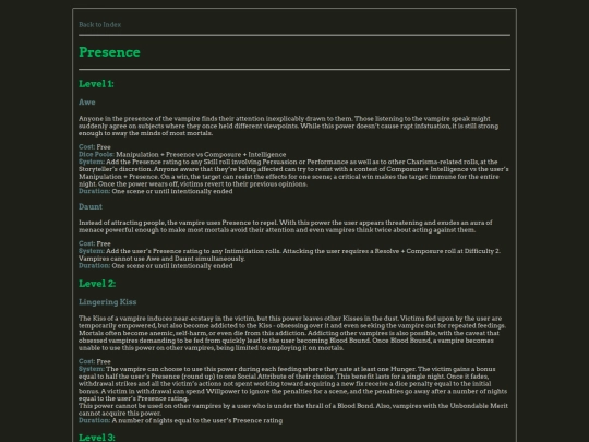 vtm/disciplines/presence screenshot