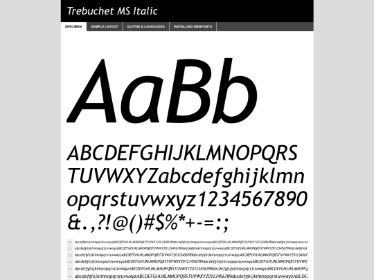 subpage1/font/trebuchet-ms-italic-demo screenshot