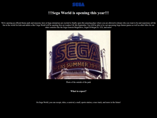 segaworld/segaworld homepage screenshot