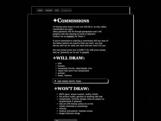 commissions screenshot