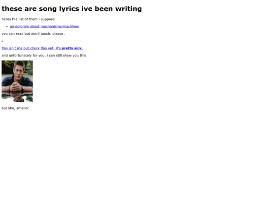 personal pages/songs screenshot
