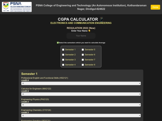 cgpacalculatornew/index2 screenshot