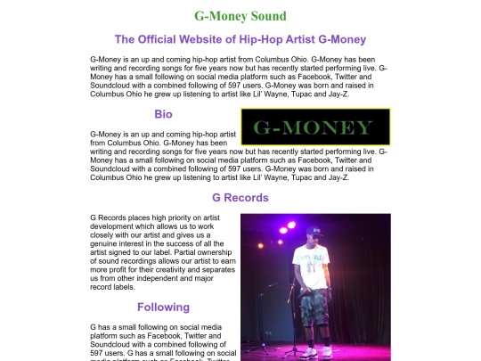 artistsite screenshot