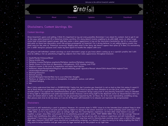 disclaimers screenshot