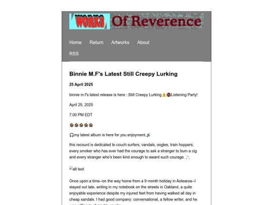 the_works/posts/2025-04-25 binnie m.f's Latest - Still Creepy Lurking screenshot