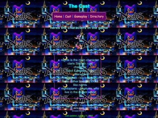 Fan Sites/Nights Site/Cast screenshot