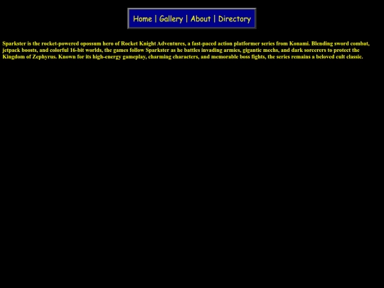 Fan Sites/Sparkster Site/About screenshot