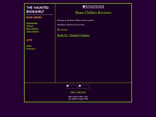 Misc Sites/The Haunted Bookshelf Site/bone-chillers-reviews screenshot