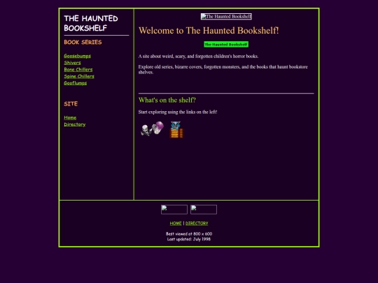 Misc Sites/The Haunted Bookshelf Site/bookshelf screenshot