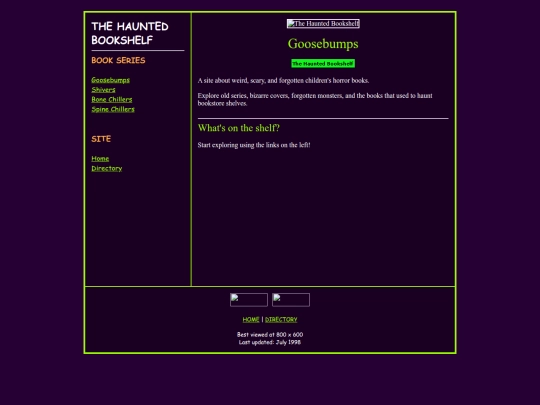 Misc Sites/The Haunted Bookshelf Site/goosebumps screenshot