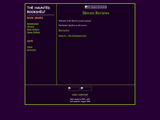 Misc Sites/The Haunted Bookshelf Site/shivers-reviews screenshot