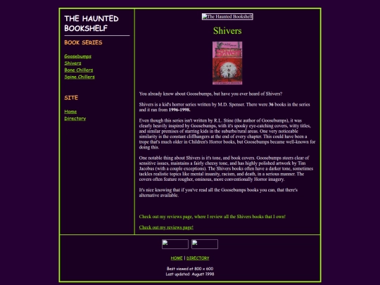 Misc Sites/The Haunted Bookshelf Site/shivers screenshot