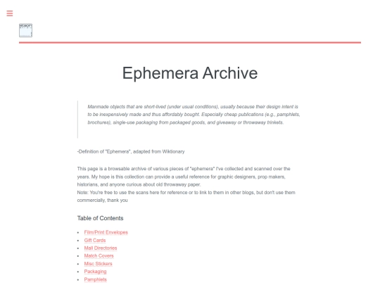 ephemera-archive screenshot