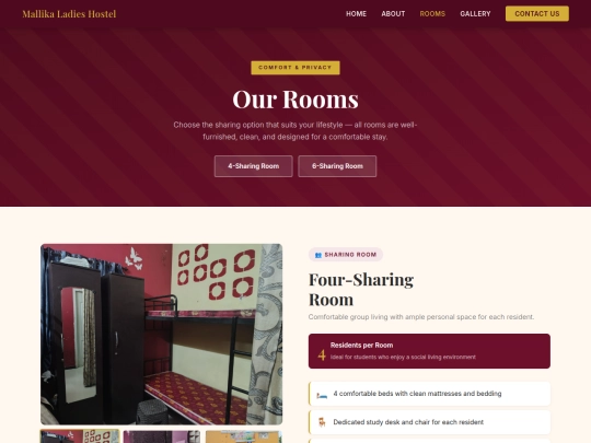 Hostel Mini Project/rooms screenshot