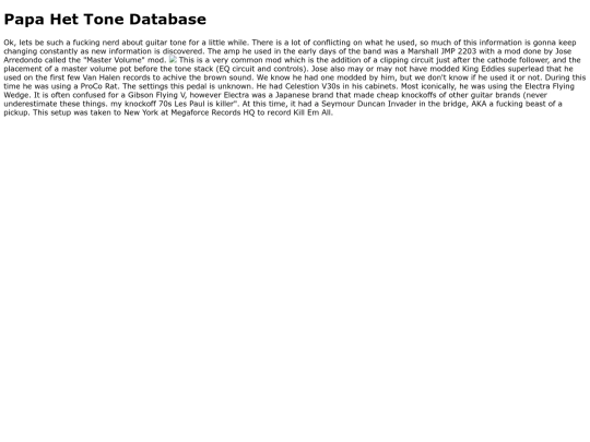 metallicatonedatabase screenshot