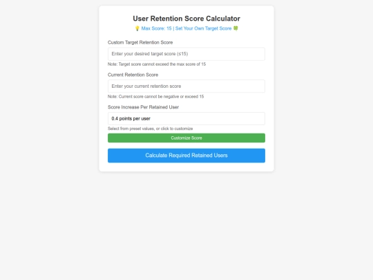 User-Retention-calculator screenshot