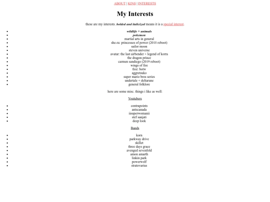 interests screenshot