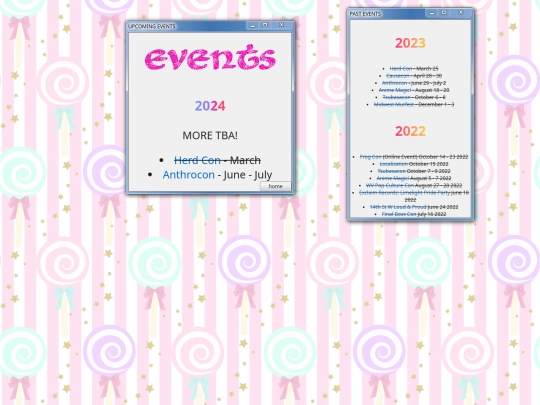 events screenshot
