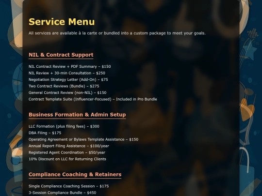 services screenshot