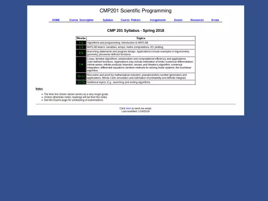 CMP201/syllabus screenshot