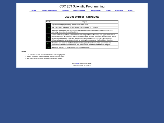 CSC203/syllabus screenshot