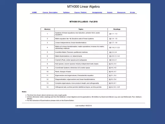 MTH300/syllabus screenshot
