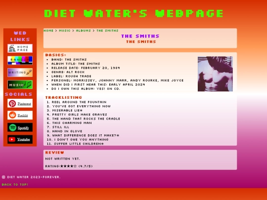 music/albums/smiths screenshot