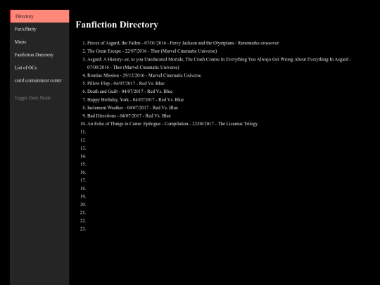 fanficdirectory screenshot