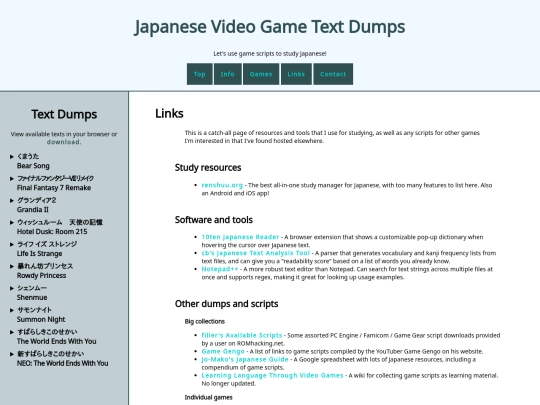 links screenshot