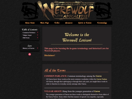 werewolf/terminology screenshot