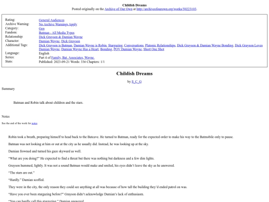 dc comics fics/Childish Dreams screenshot