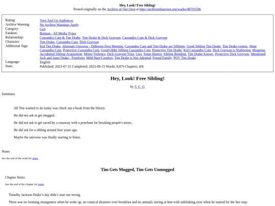 dc comics fics/Hey Look Free Sibling screenshot