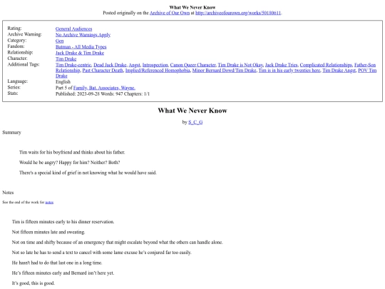 dc comics fics/What We Never Know screenshot
