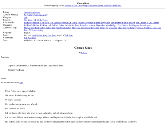 star wars fics/Chosen Ones screenshot