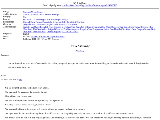 star wars fics/Its A Sad Song screenshot