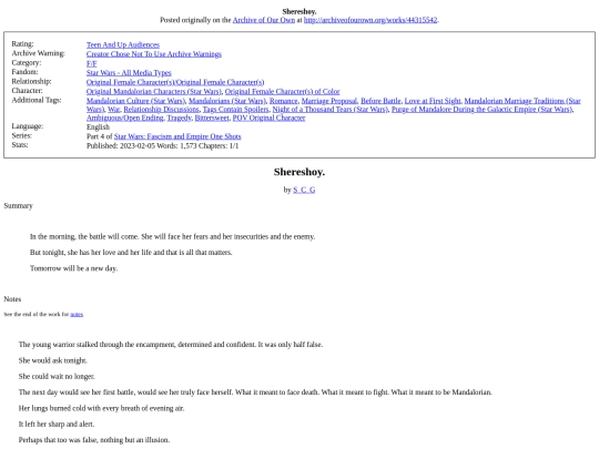star wars fics/Shereshoy screenshot