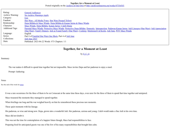 star wars fics/Together for a Moment at screenshot