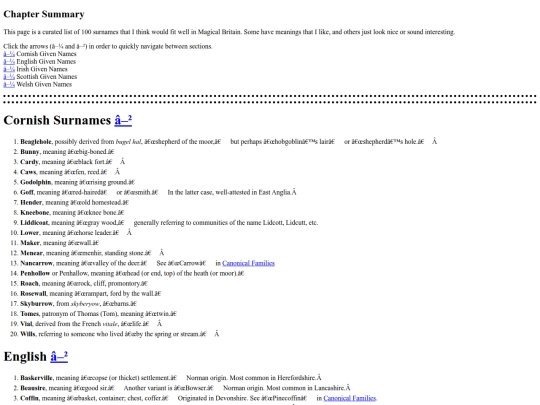 fiction/reference guides/onomastikon/03 Surnames for British and Irish Characters screenshot