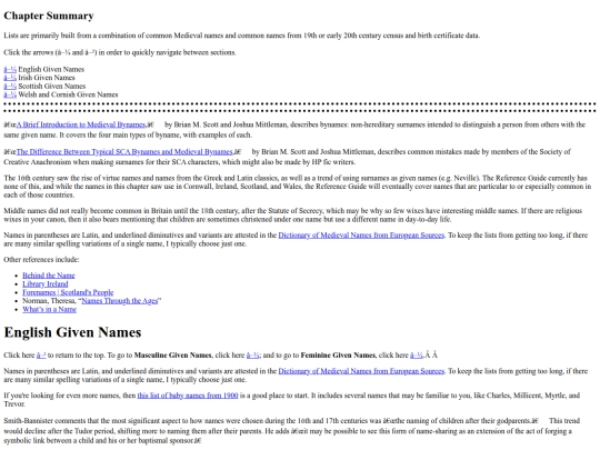 fiction/reference guides/onomastikon/04 Given Names for British and Irish Characters screenshot