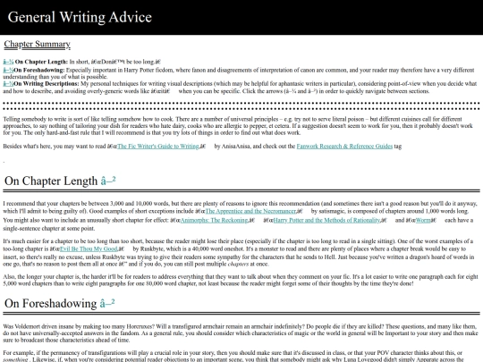 fiction/reference guides/reference guide ao3 general/++ Writing Advice screenshot