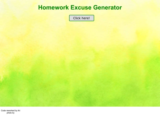 Homework Excuse Generator screenshot